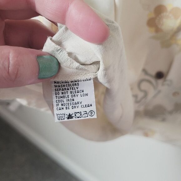 Tommy Bahama Floral Neutral Color Button Down Short Sleeve Shirt Size Large - Picture 5 of 6